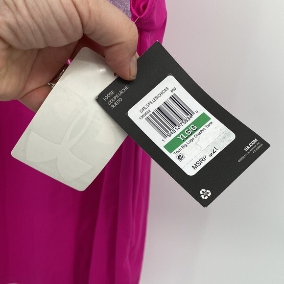 Under Armour YLG Pink Athletic Tank Top New Youth Large Workout - Picture 3 of 8